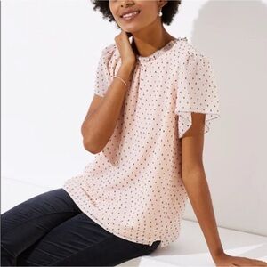 Loft Swiss Dot Flutter Sleeve Blouse NEW